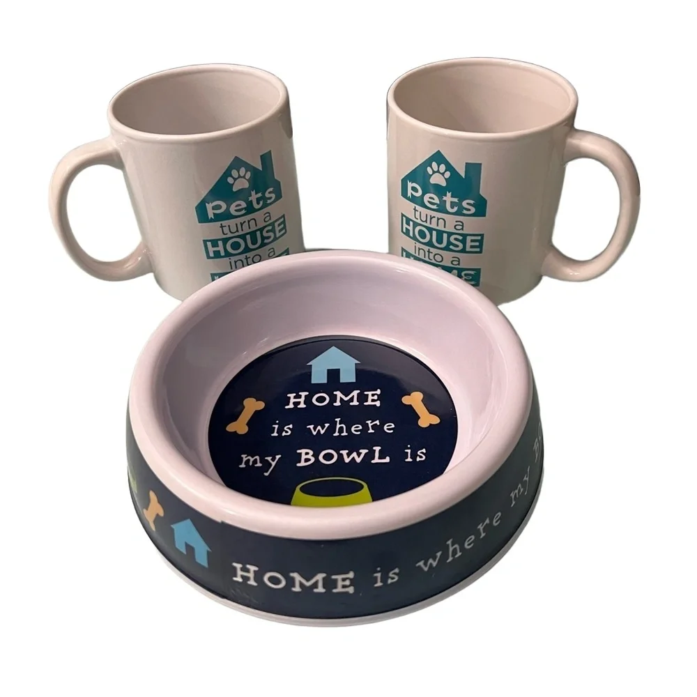 🏠 🦴 🐶 Home Is Where My Bowl Is Bowl & 2 Mugs Set